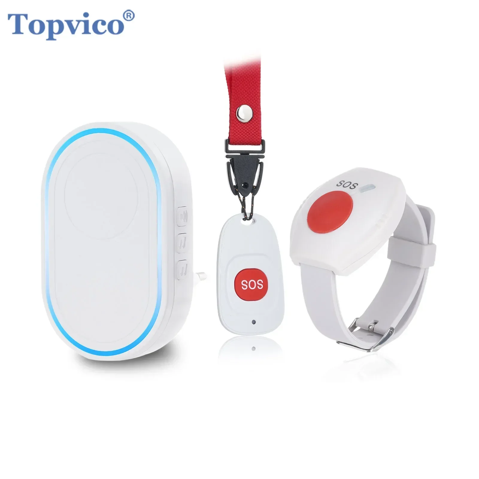 Smart Home Security System - Bezprzewodowy pager dla opiekunów Topvico, przycisk